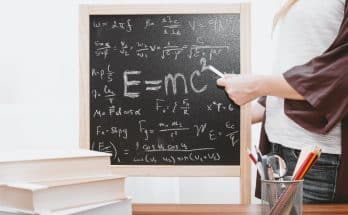 E-mc2 written on chalkboard