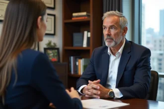 Coach professionnel en entretien avec une cliente dans un bureau élégant