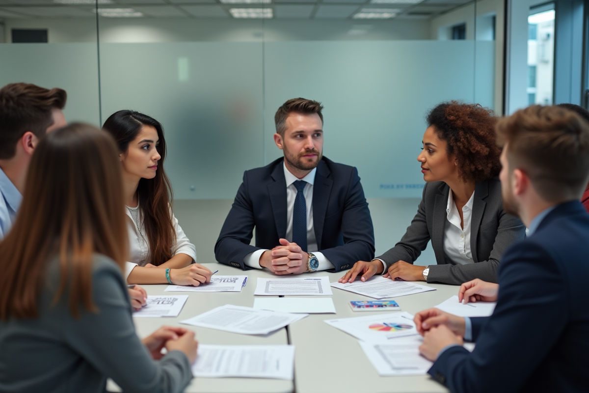 Groupe de jeunes en discussion avec un inspecteur