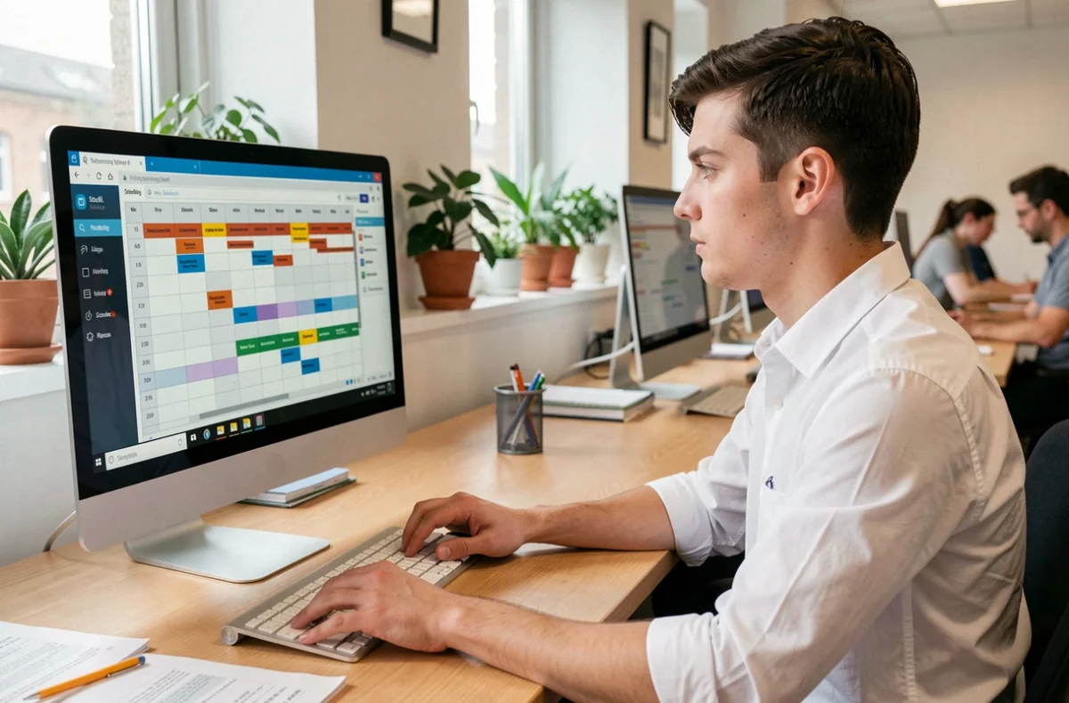 Étudiant naviguant sur la plateforme d'emploi du temps en ligne de l'université d'Angers pour organiser ses cours sans chevauchement