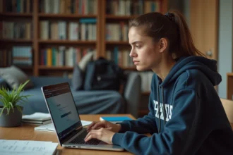 Étudiante frustrée devant un message d'erreur de connexion sur le portail ENT de l'université