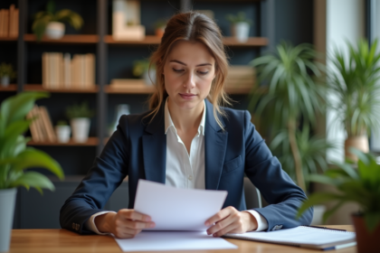 Femme confiante au bureau dans un espace coworking moderne