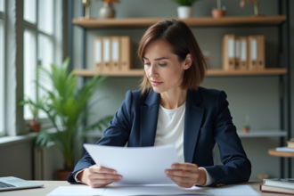Femme professionnelle en bureau moderne et accueillant