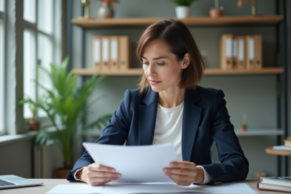 Femme professionnelle en bureau moderne et accueillant