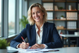 Femme professionnelle en bureau moderne et lumineux