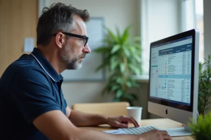 Formateur consultant le tableau de bord des absences et retards sur Net Ypareo dans un centre de formation en Normandie