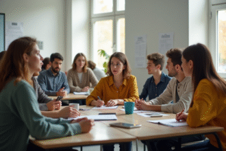 Groupe divers en formation moderne et lumineuse