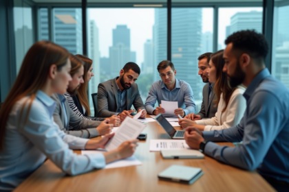 Groupe de professionnels en réunion de travail