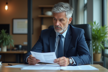 Homme d'affaires en costume dans un bureau moderne
