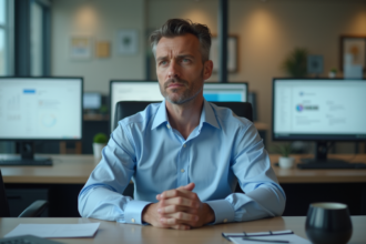 Manager homme d'affaires en bureau réfléchi