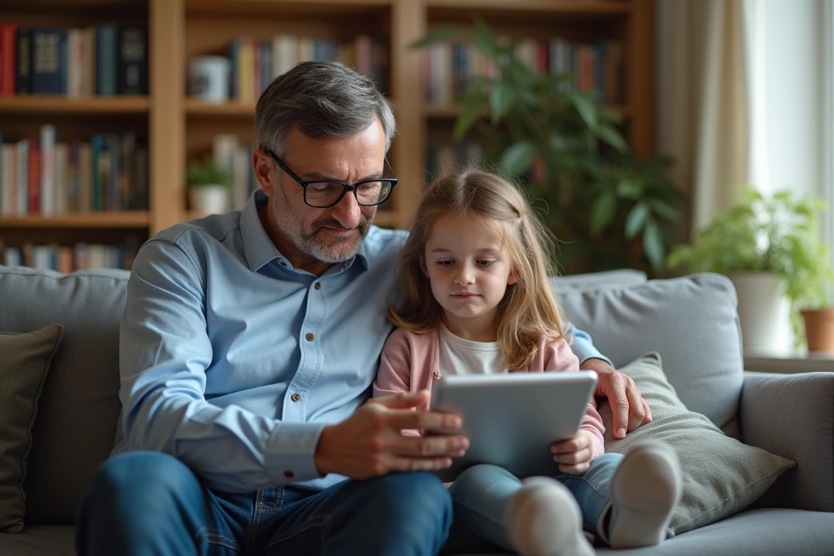 Père et fille partageant un moment d
